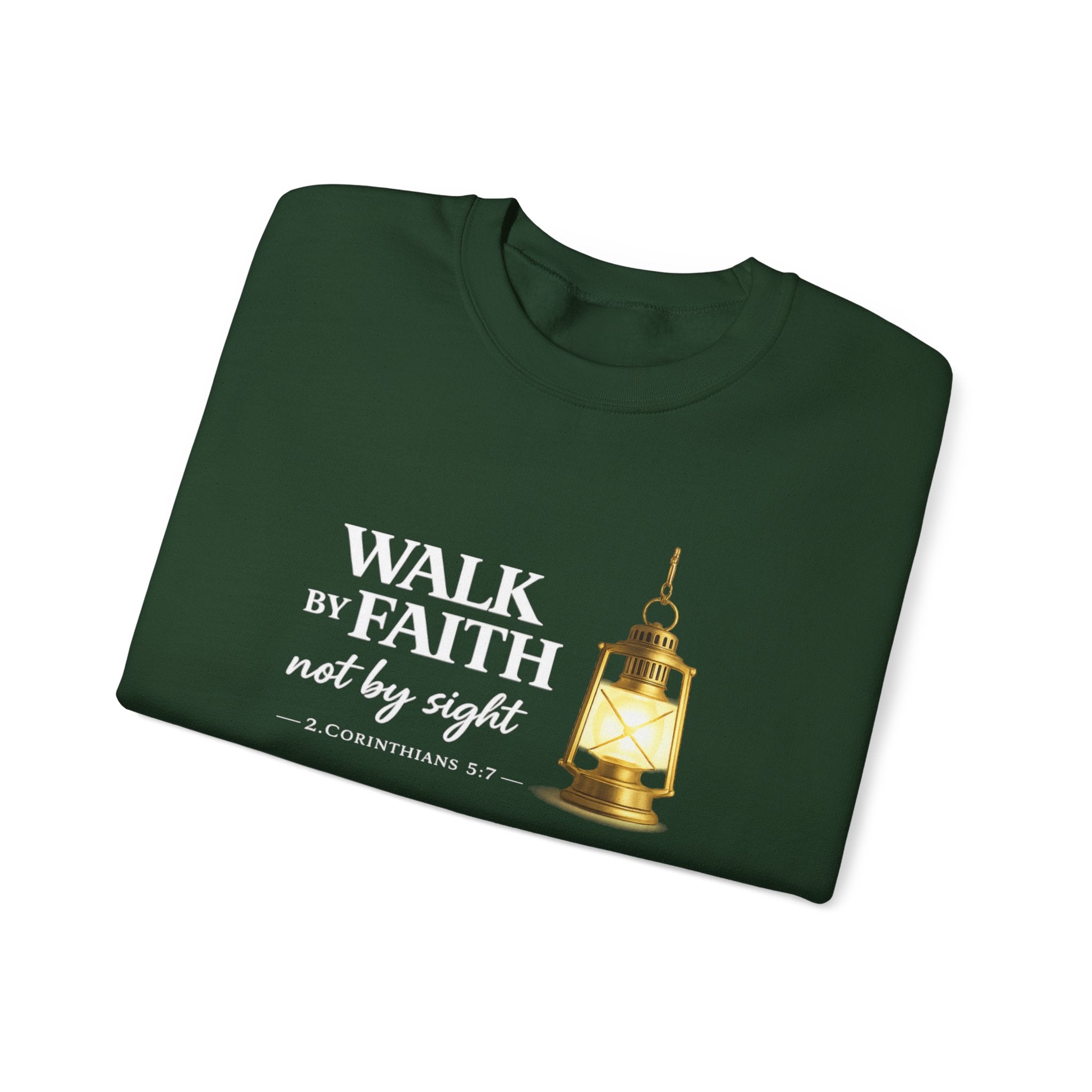 Womens "Walk By Faith Not By Sight" Classic White Crewneck Sweatshirt