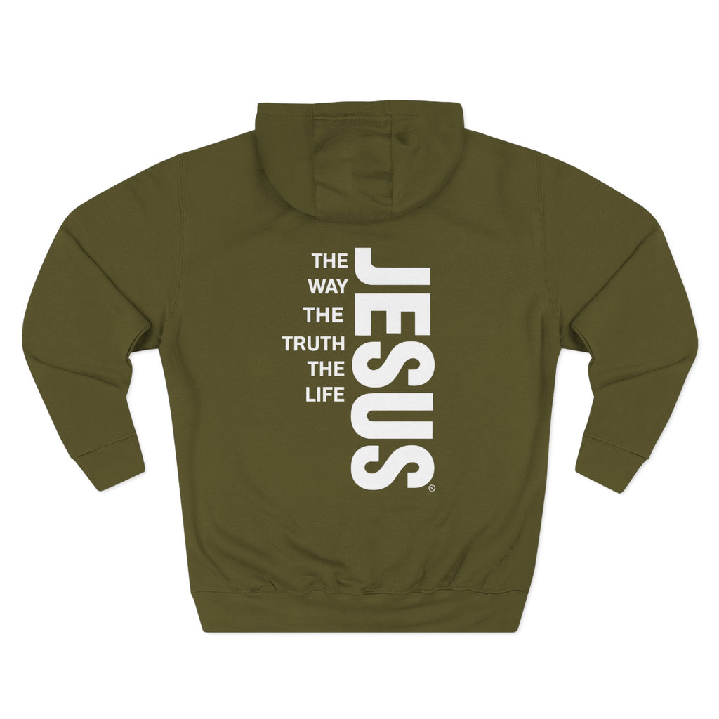 Jesus Vertical Text Hoodie — The Way The Truth The Life Christian Hoodie