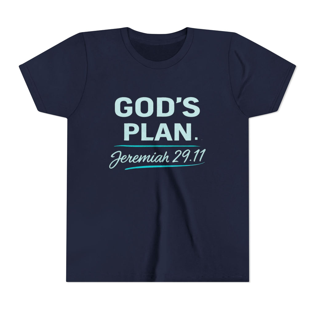 Youth Tee — "God's Plan" Jeremiah 29:11 Christian Faith Shirt
