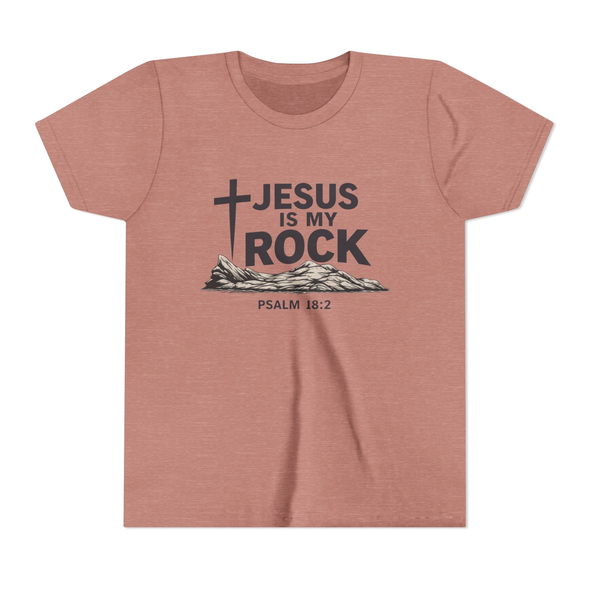 Boys Youth Tee — "Jesus Is My Rock" Psalm 18:2 Christian Kids T-Shirt