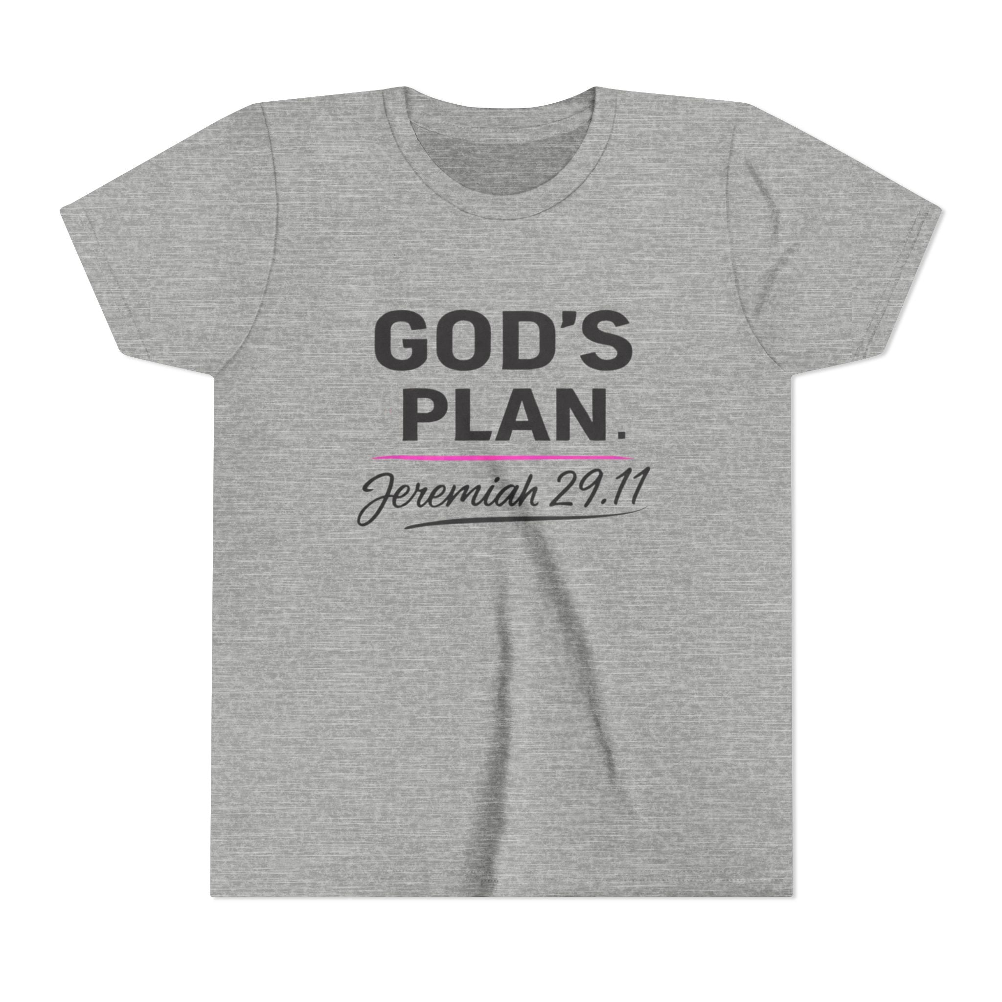 Girls Youth Tee — "God's Plan" Jeremiah 29:11 Christian Faith T-shirt