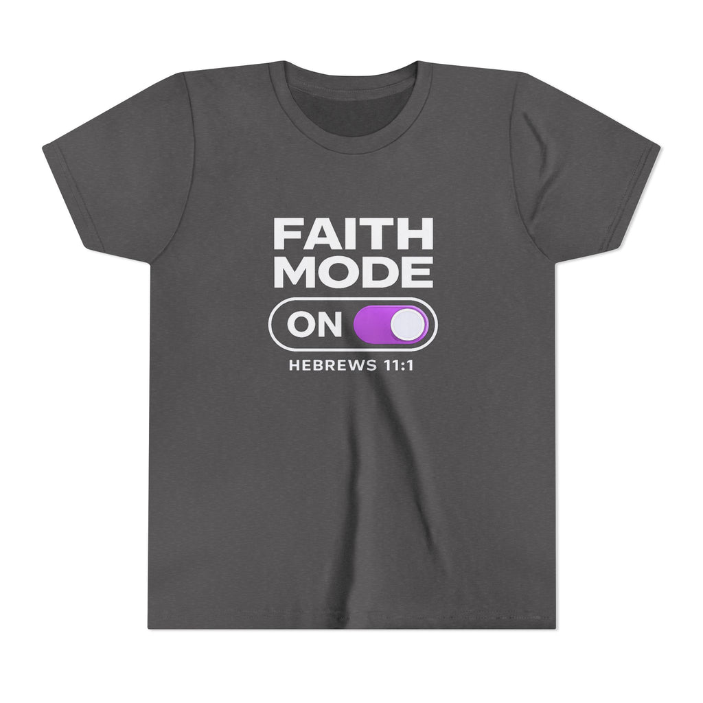 Faith Mode On Youth Tee — Hebrews 11:1 Christian Kids Shirt