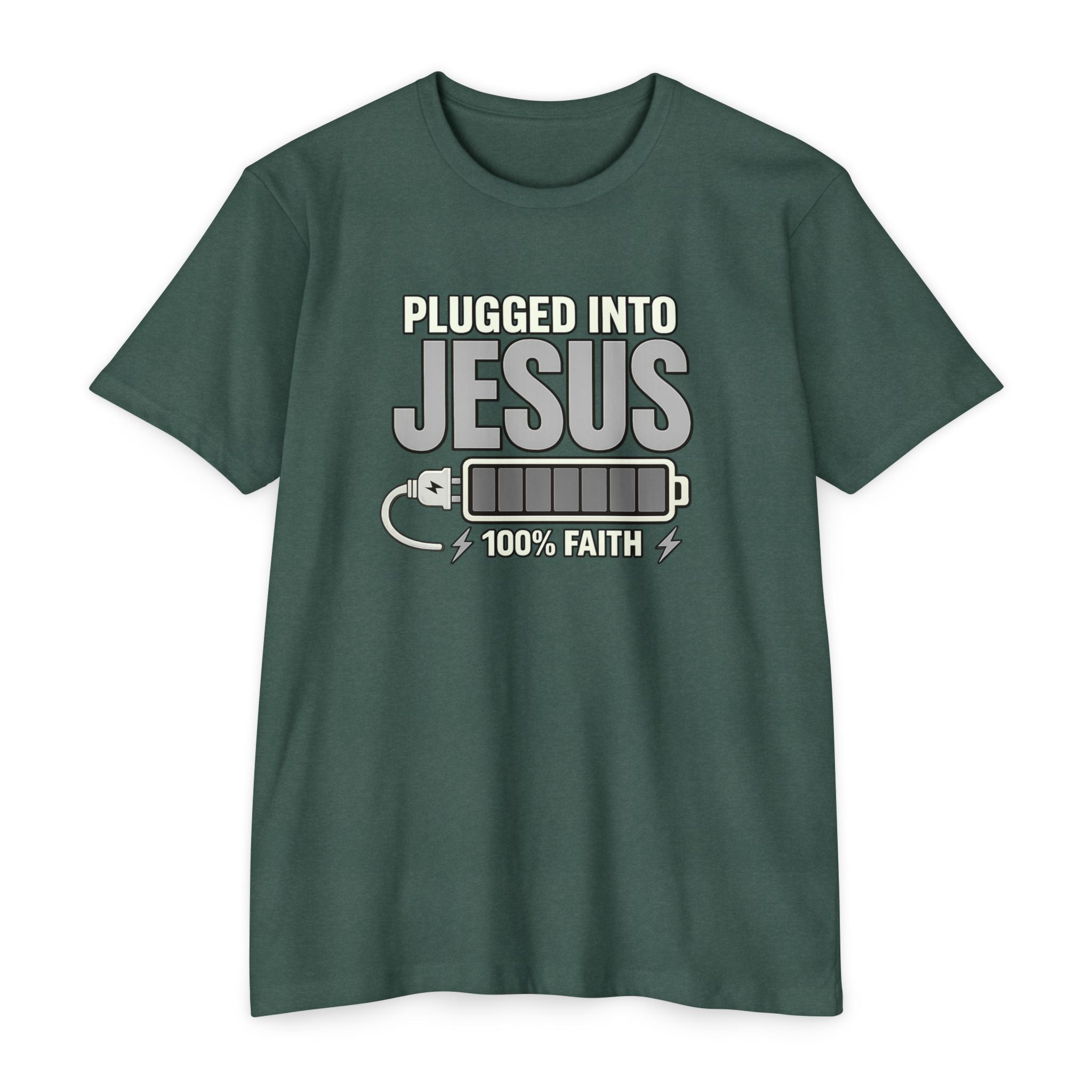 Women "Plugged Into Jesus" Faith Inspired Tee