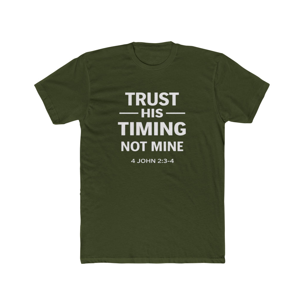 Mens "Trust His Timing Not Mine" Christian T‑Shirt
