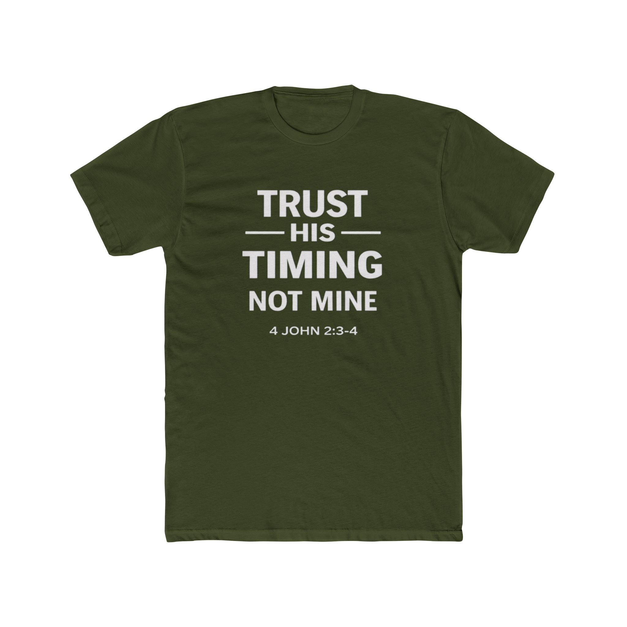 Mens "Trust His Timing Not Mine" Christian T‑Shirt