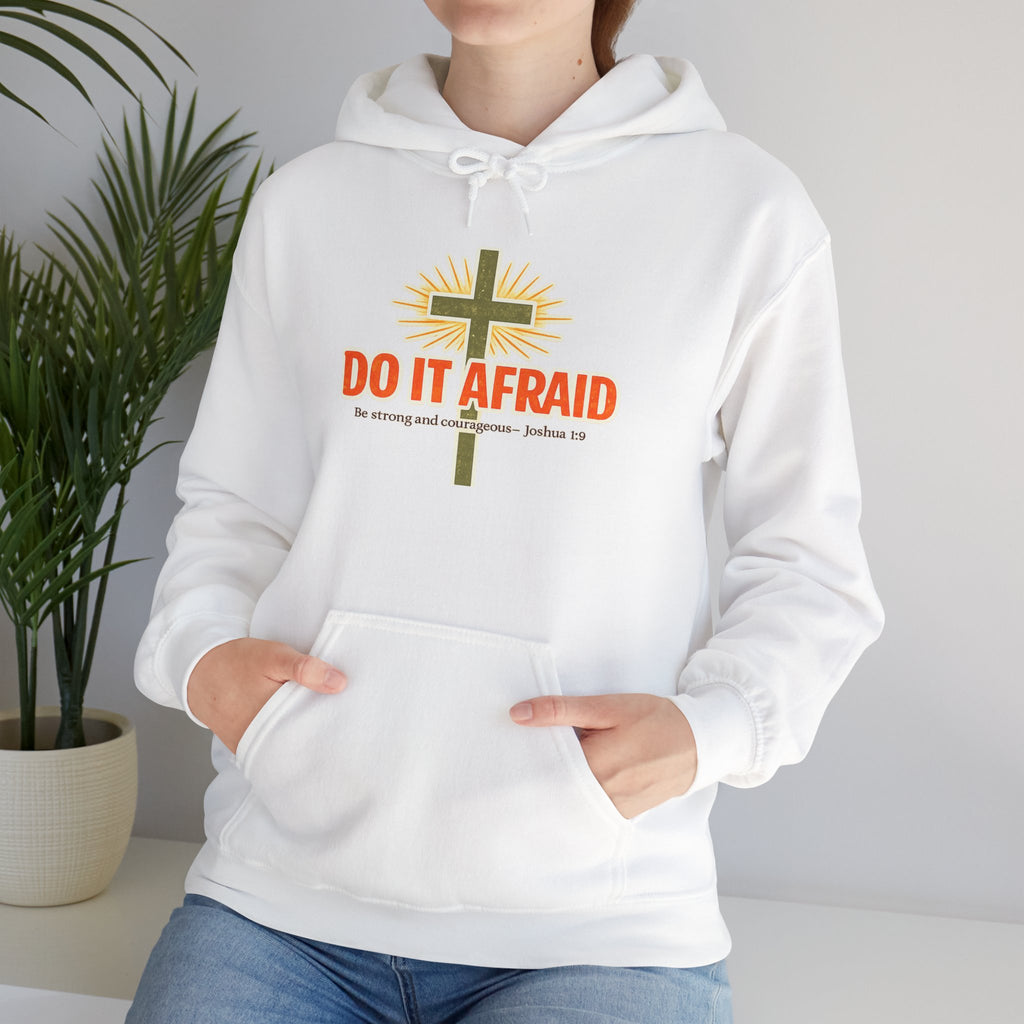 Mens Do It Afraid Cross Hoodie — Christian Encouragement Pullover