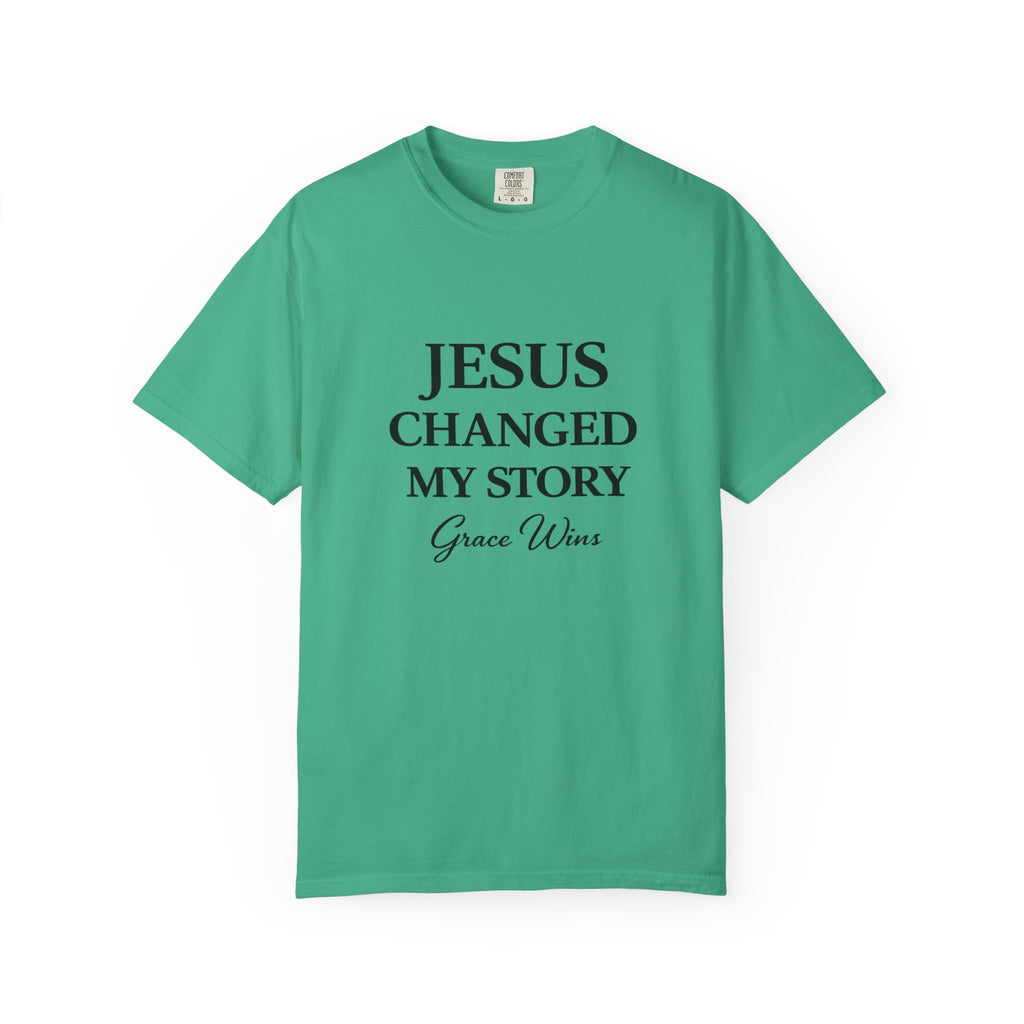 Christian T-Shirt — "Jesus Changed My Story" Inspirational Graphic Tee