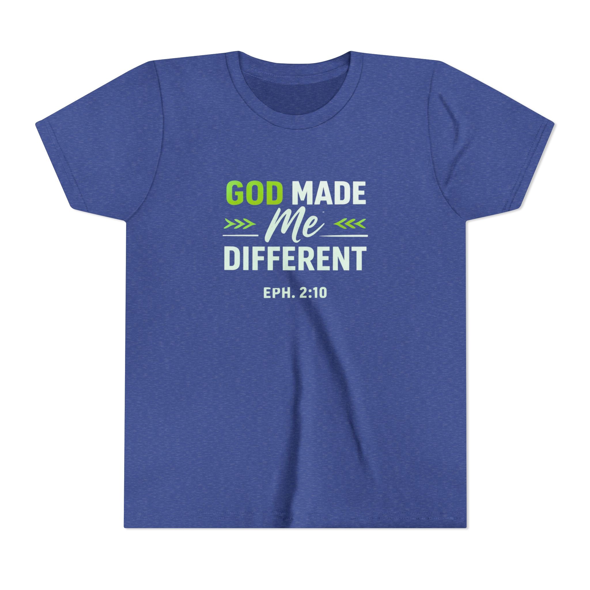 Boys Youth Tee - "God Made Me Different" Christian Faith Kids Shirt (Eph. 2:10)