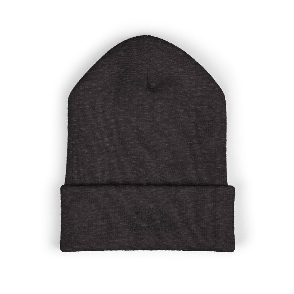 Embroidered 'Jesus Is My Strength' Cuffed Beanie