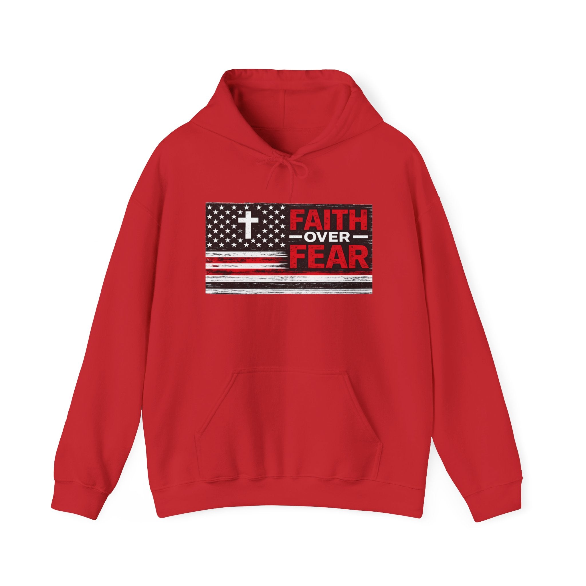 Faith Over Fear Hoodie — Christian Flag Cross Pullover