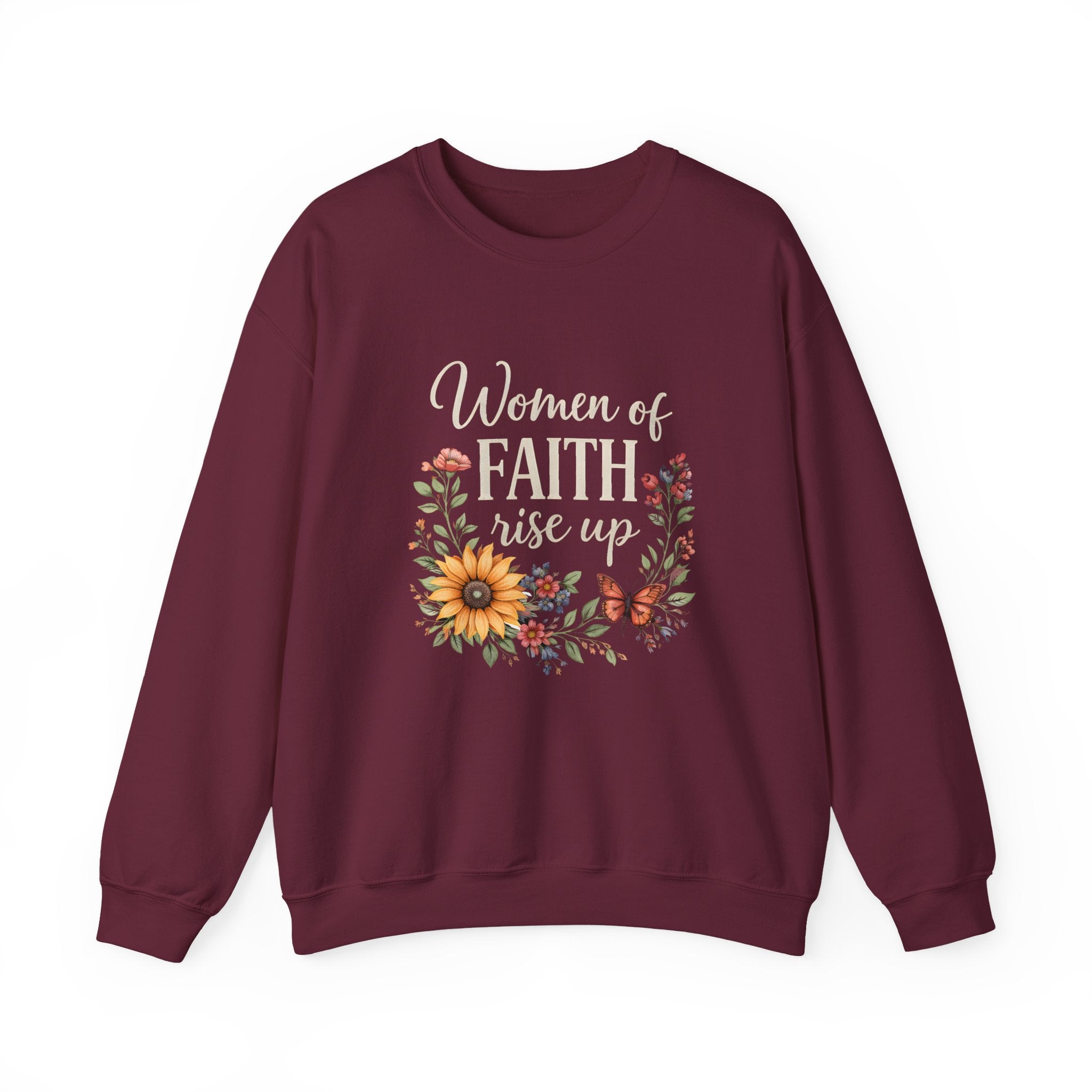 Women of Faith Rise Up Sweatshirt — Floral Christian Crewneck