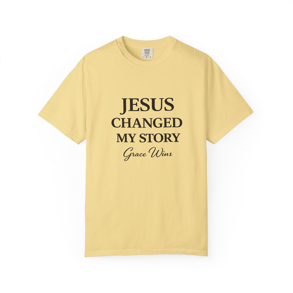 Christian T-Shirt — "Jesus Changed My Story" Inspirational Graphic Tee