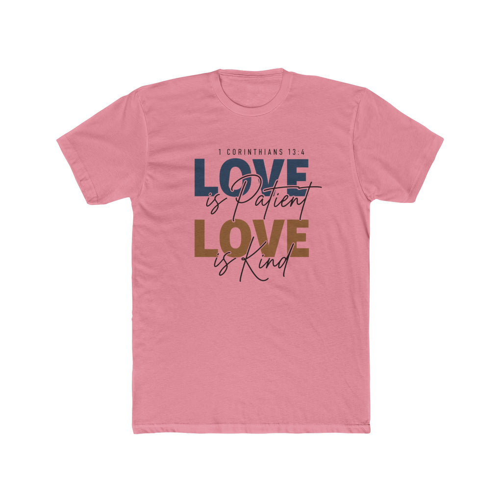 Mens Love Is Patient Love Is Kind Tee  Faith-Based Inspirational Christian T-Shirt