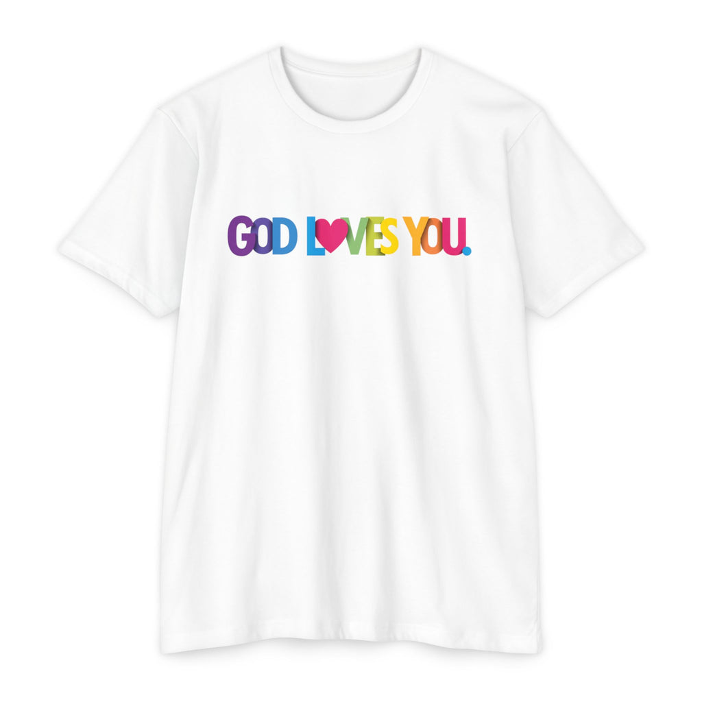 Womens God Loves You Rainbow T-Shirt