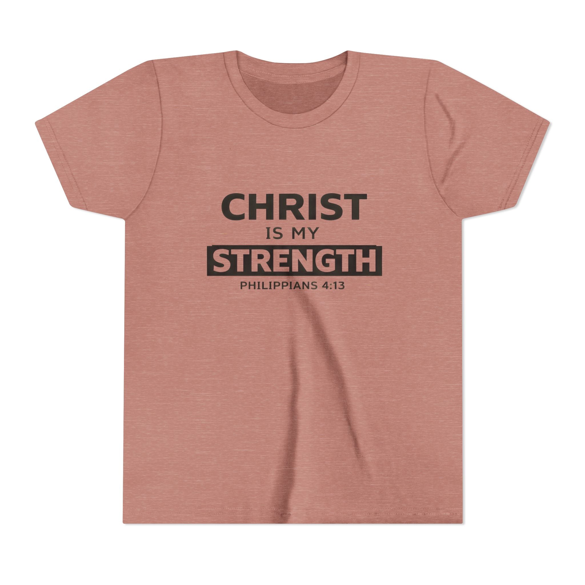 Boys Youth Tee - "Christ Is My Strength" Philippians 4:13 Christian Kids Shirt