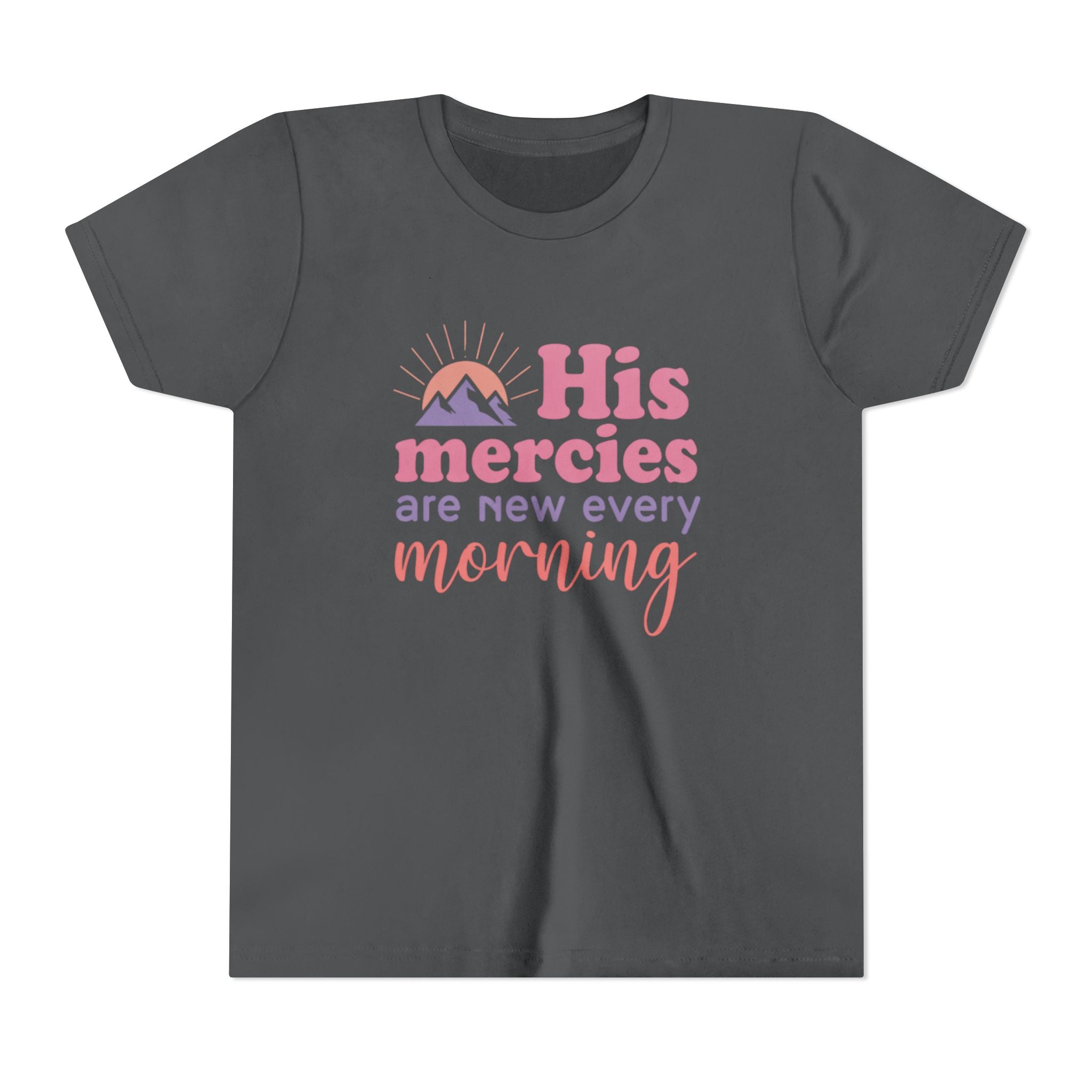 Girls Tee “His Mercies Are New Every Morning” Inspirational Christian Kids Shirt