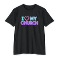 Womens I Love My Church T-Shirt | Tie Dye Heart Lettering