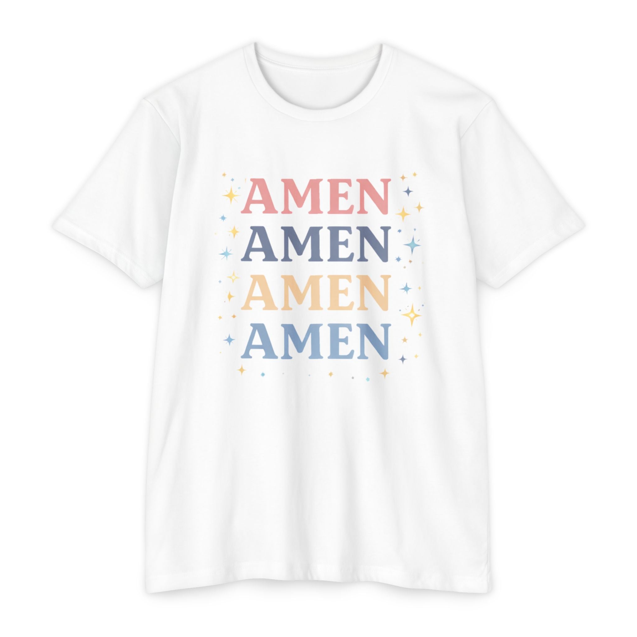 Amen Stack Retro Graphic T-Shirt — Colorful Faith Tee