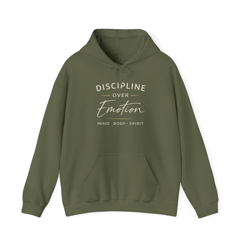 Mens Discipline Over Emotion Hoodie — Mind Body Spirit Motivational Pullover