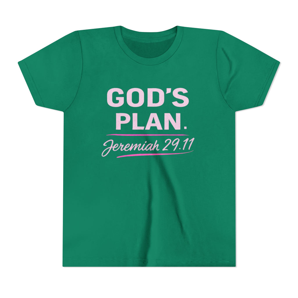 Girls Youth Tee — "God's Plan" Jeremiah 29:11 Christian Faith T-shirt