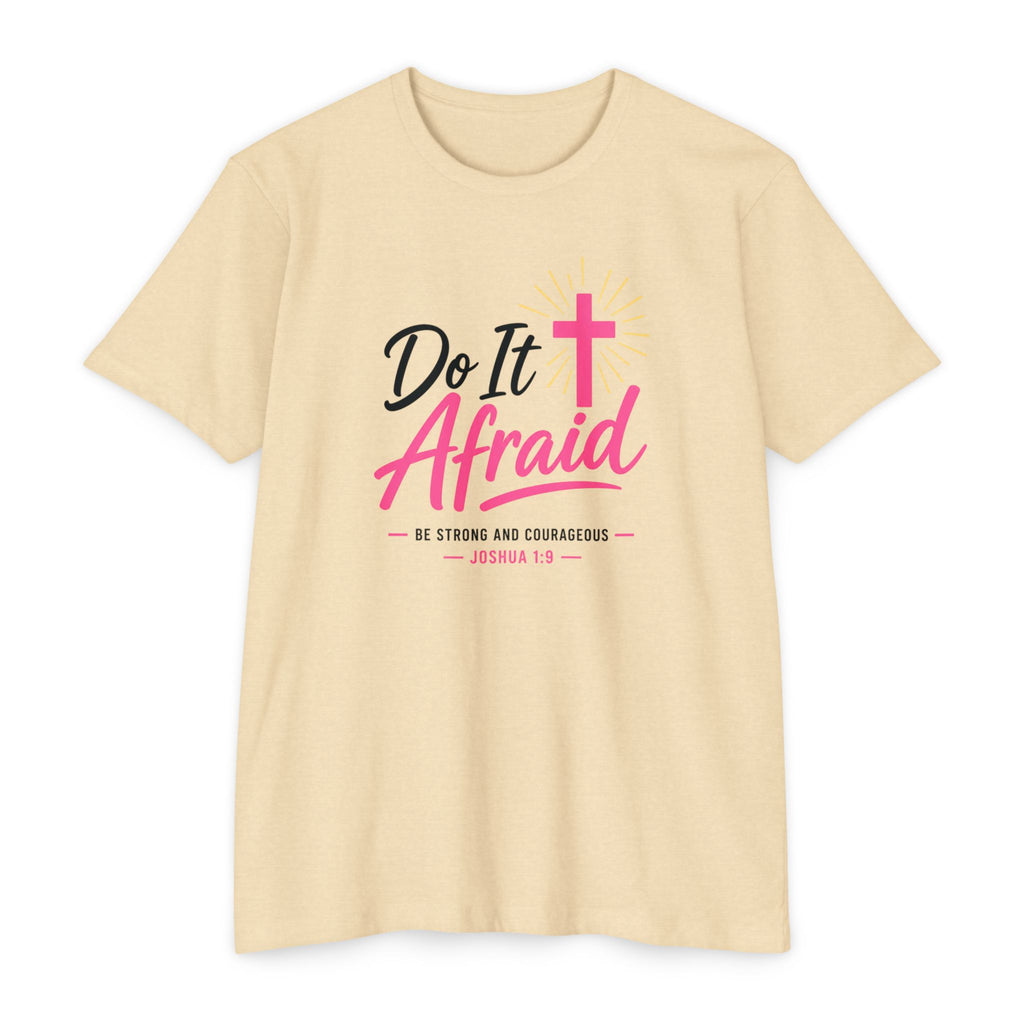 Womens "Do It Afraid" Cross T-Shirt | Inspirational Christian Faith Shirt
