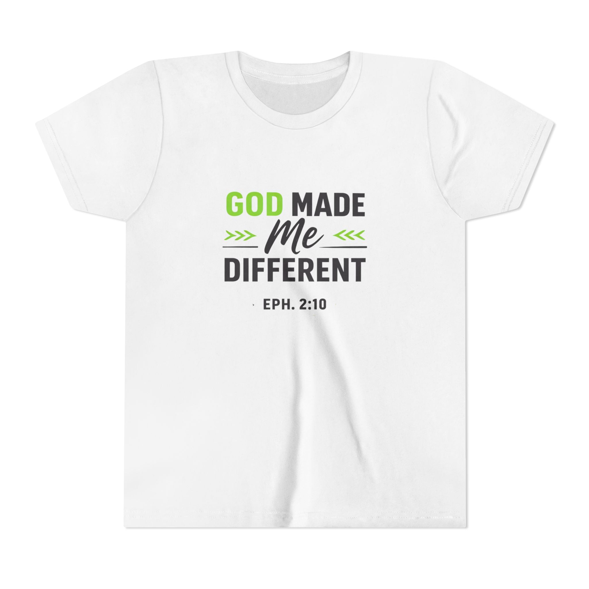 Boys Youth Tee - "God Made Me Different" Christian Faith Kids Shirt (Eph. 2:10)