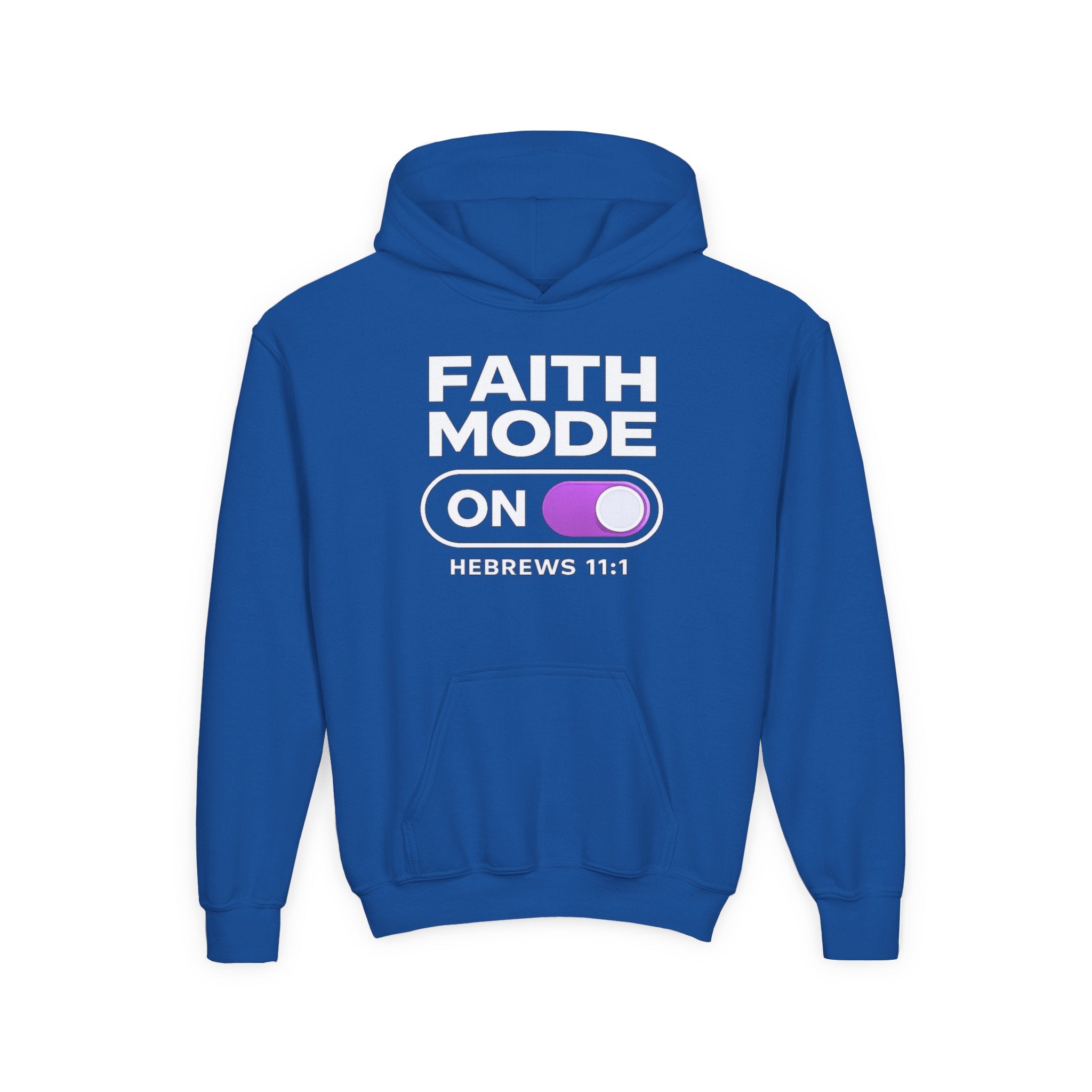 Faith Mode Hoodie - "Faith Mode On" Youth Christian Pullover (Hebrews 11:1)