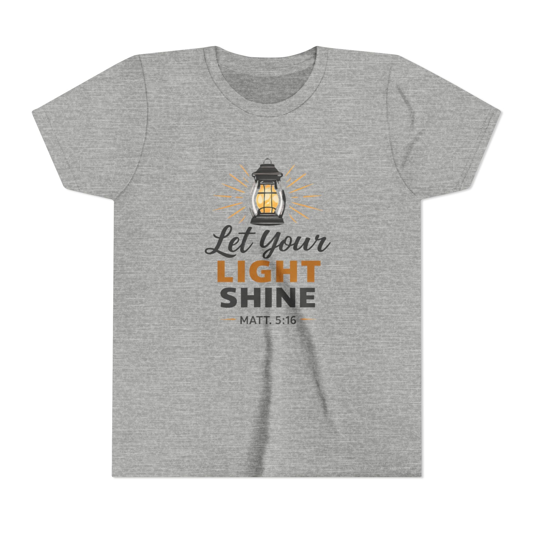 Girls Youth Tee — "Let Your Light Shine" Christian Lantern Shirt (Matt. 5:16)