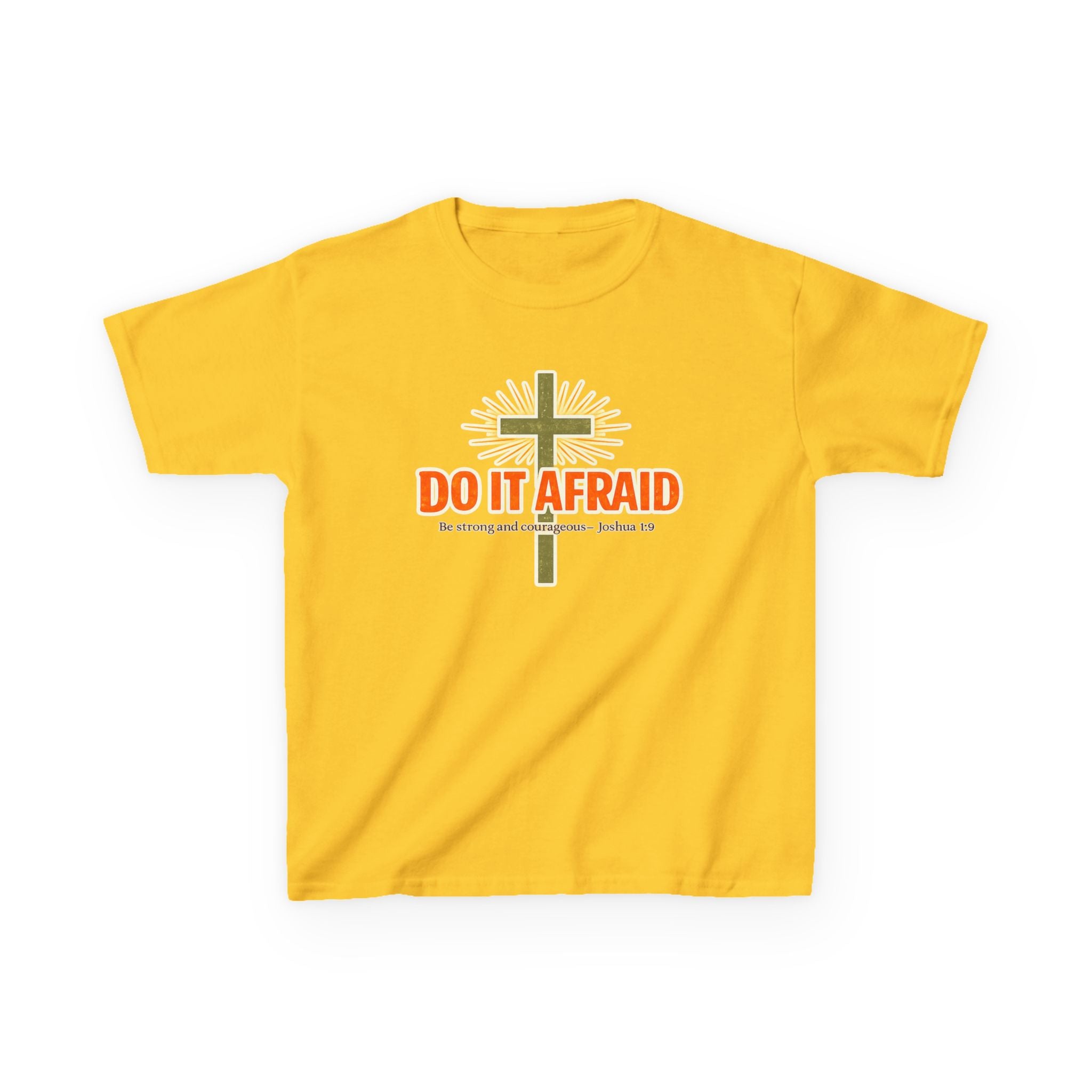 Boys Tshirt "Do It Afraid" Cross Christian Shirt (Joshua 1:9)