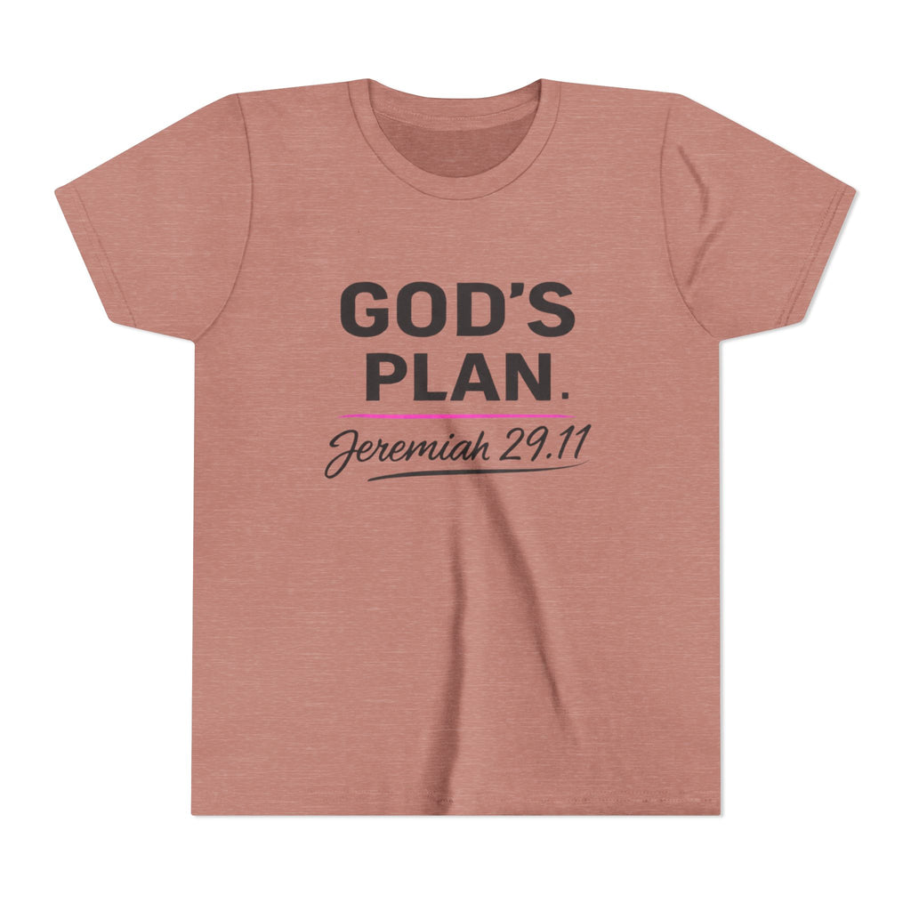 Girls Youth Tee — "God's Plan" Jeremiah 29:11 Christian Faith T-shirt