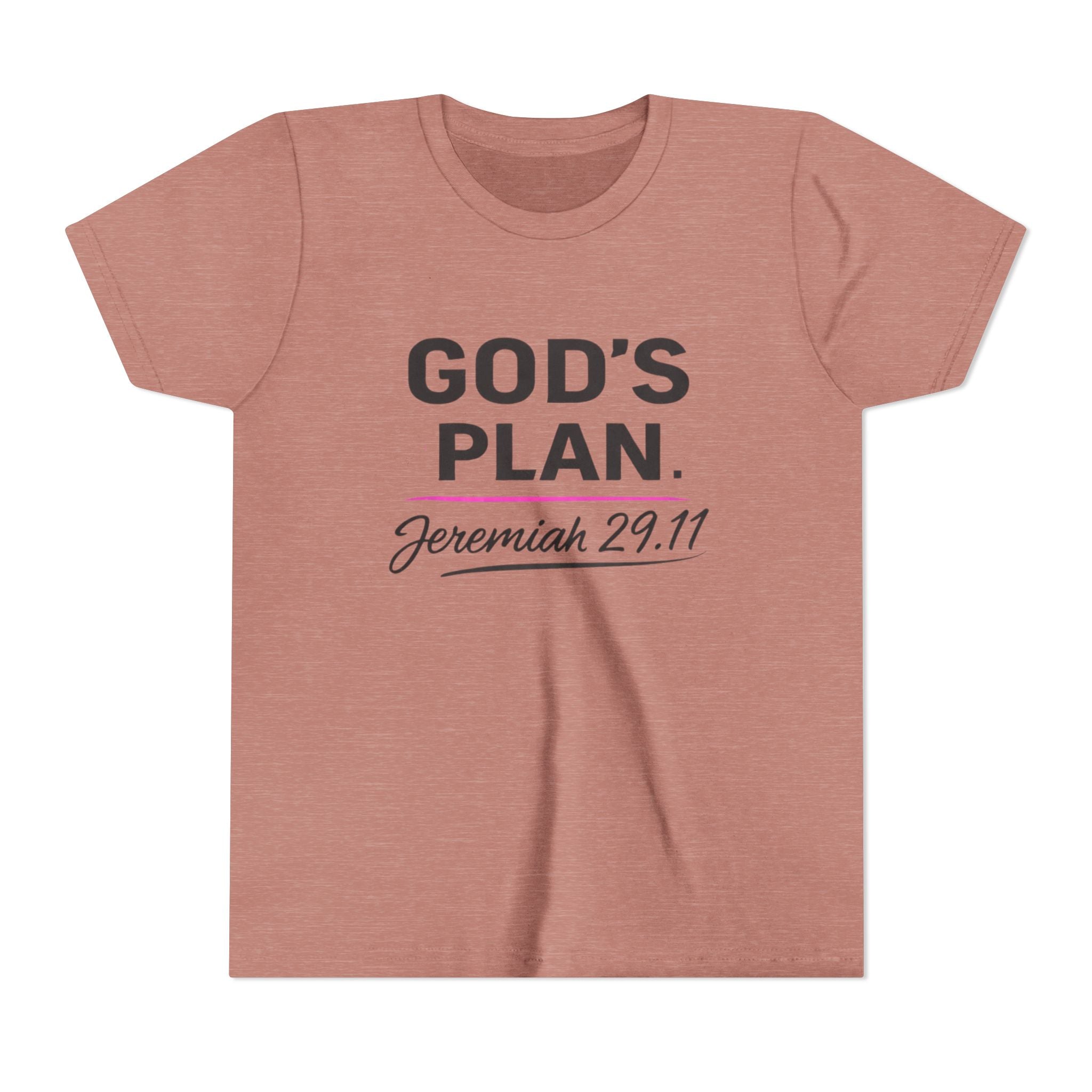Girls Youth Tee — "God's Plan" Jeremiah 29:11 Christian Faith T-shirt