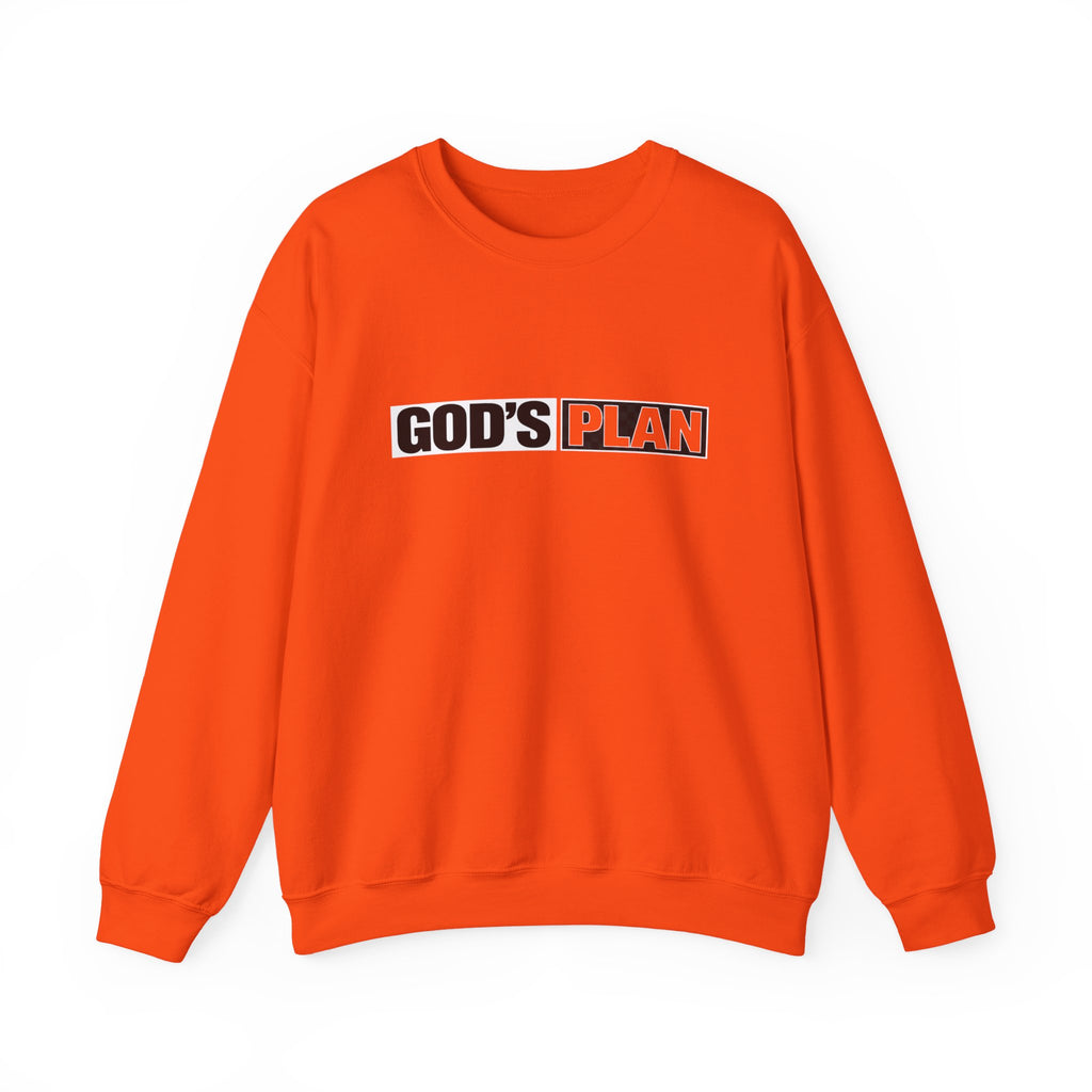 Crewneck Sweatshirt — "GOD'S PLAN" Bold Logo Faith Pullover