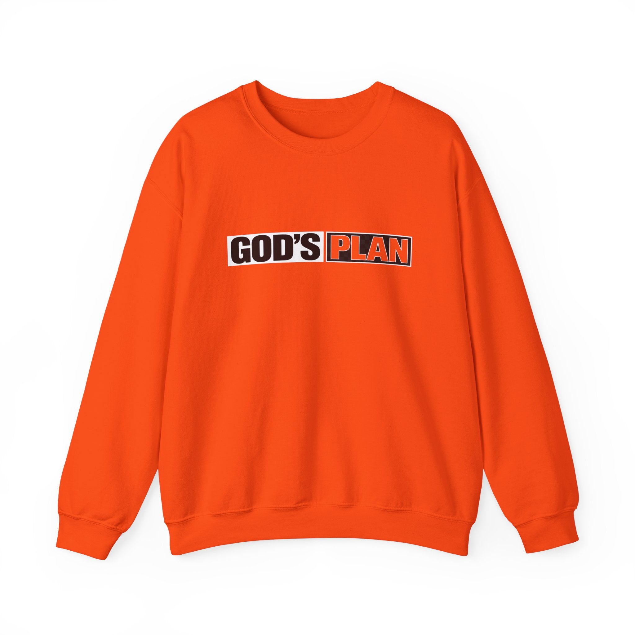 Crewneck Sweatshirt — "GOD'S PLAN" Bold Logo Faith Pullover