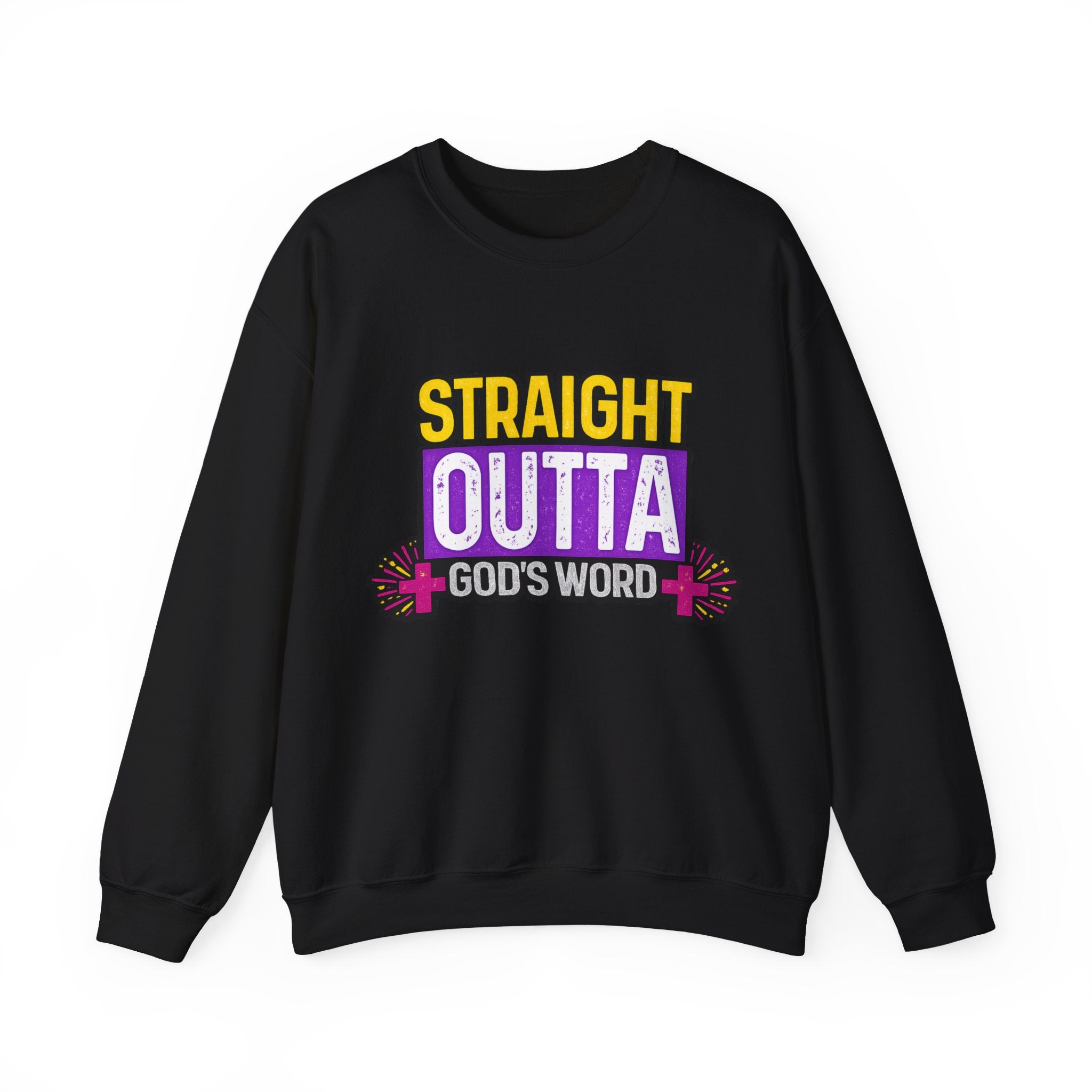 Womens Crewneck Sweatshirt — "Straight Outta God's Word" Christian Gospel Pullover