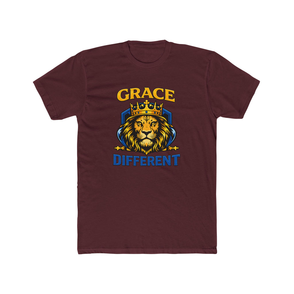 Grace Different Lion Graphic Tee — Crowned Lion Inspirational Christian Shirt