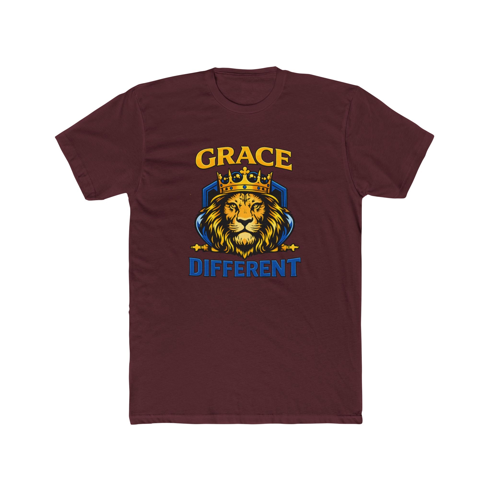 Grace Different Lion Graphic Tee — Crowned Lion Inspirational Christian Shirt