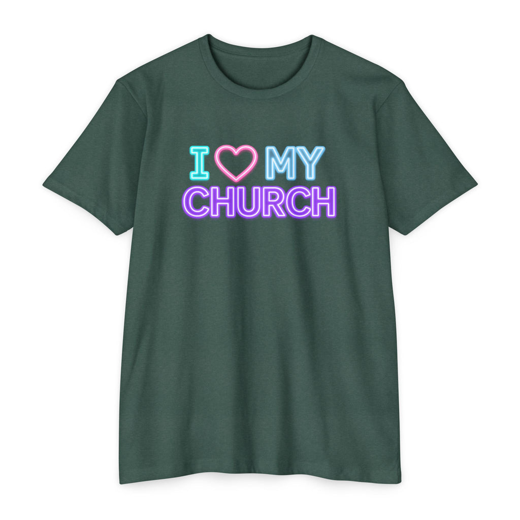 Womens I Love My Church T-Shirt | Tie Dye Heart Lettering