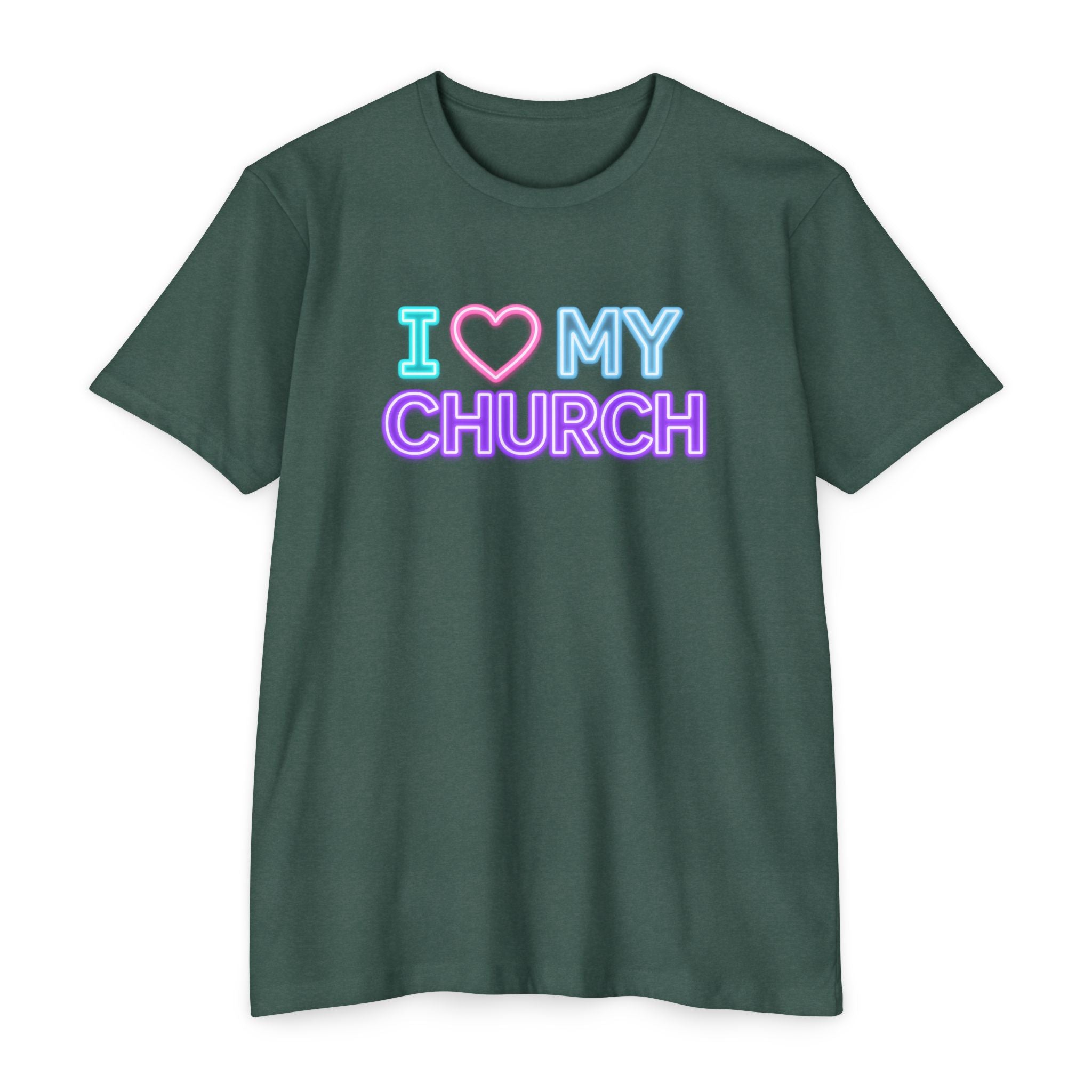 Womens I Love My Church T-Shirt | Tie Dye Heart Lettering