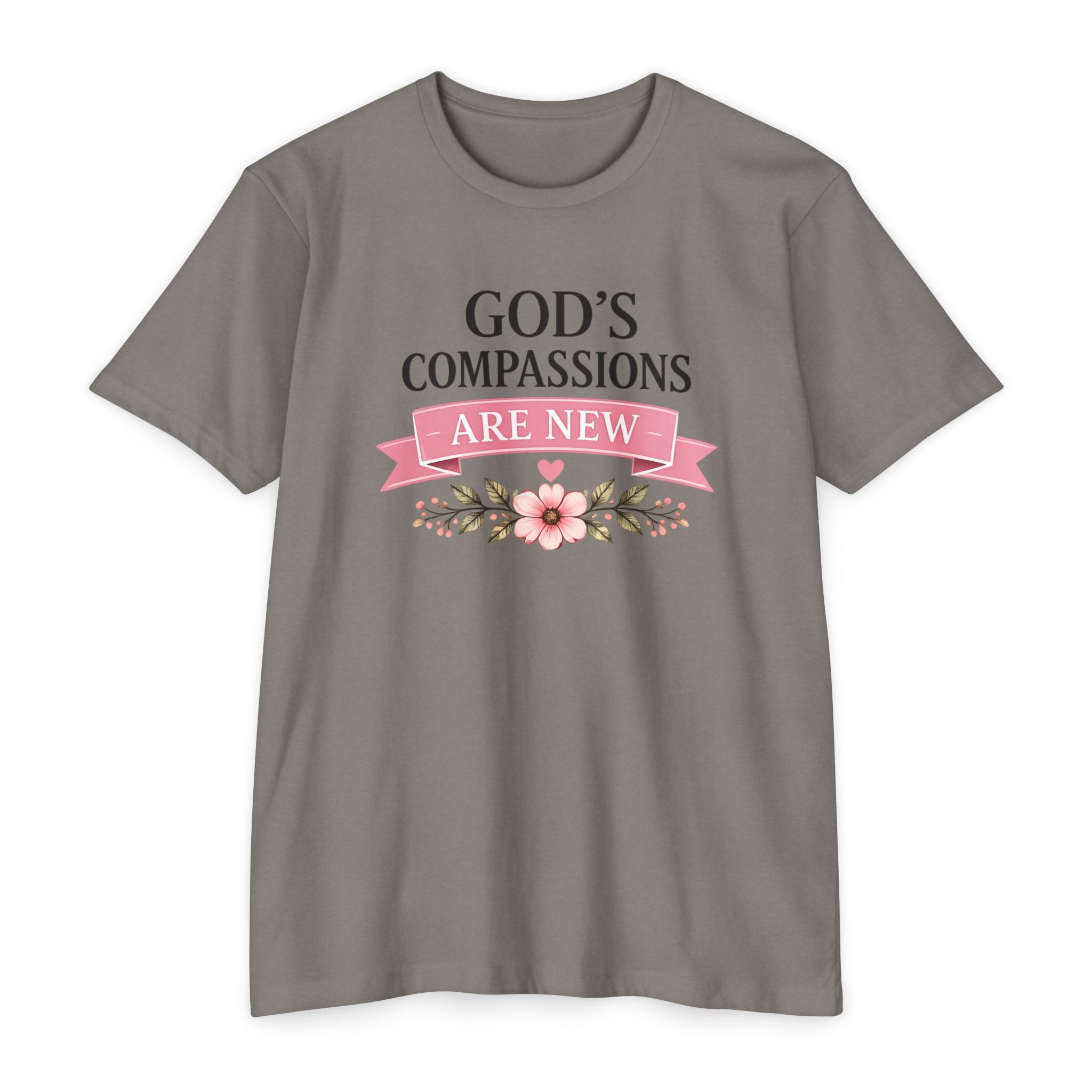 Womens God's Compassions Are New T-shirt | Floral Scripture Design