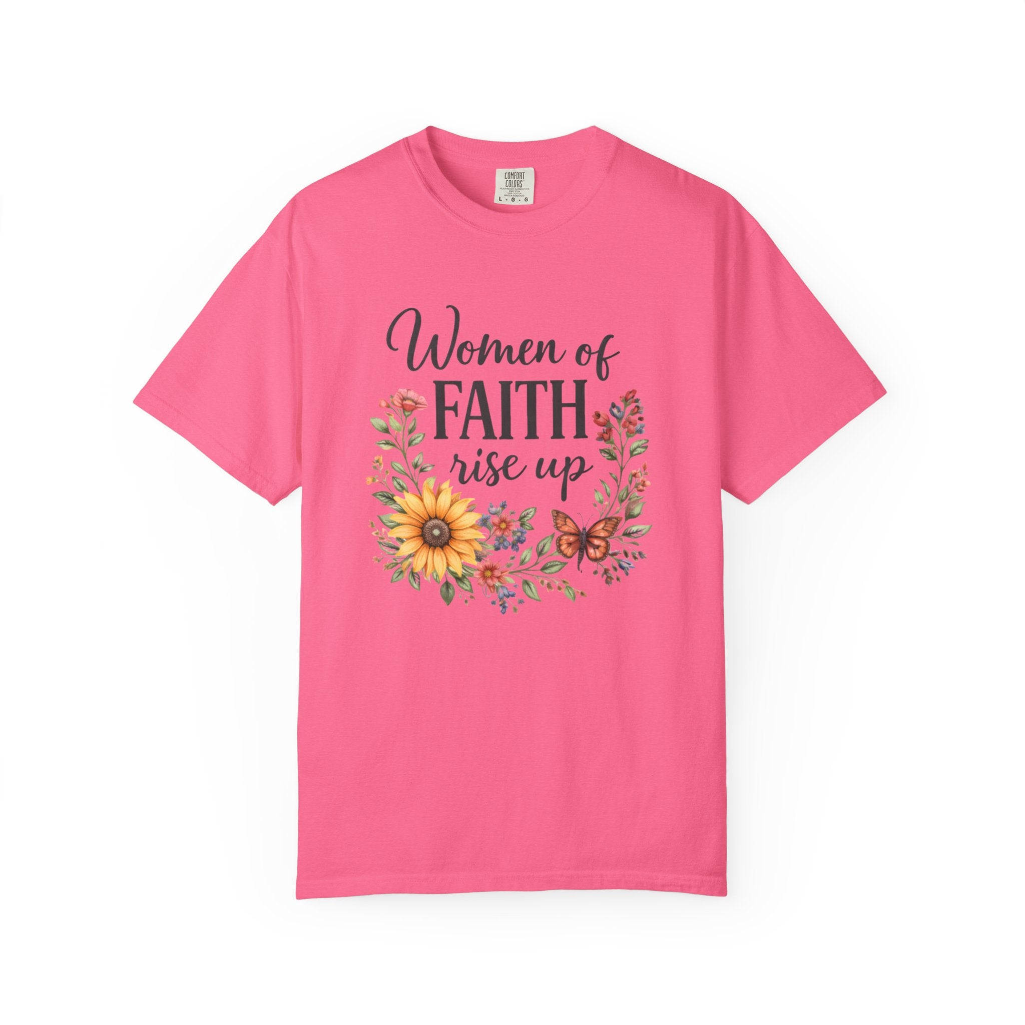 Women of Faith Rise Up T-Shirt — Floral Christian Inspirational Tee