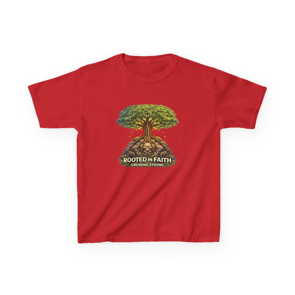 Kids Tee — 'Rooted in Faith' Tree Graphic