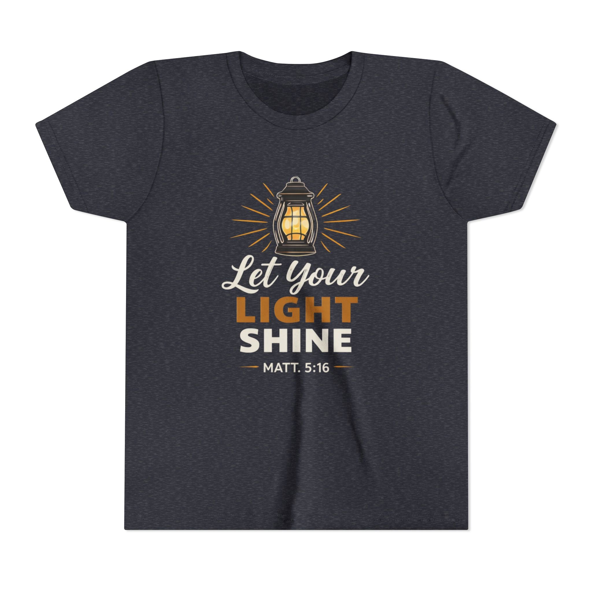 Girls Youth Tee — "Let Your Light Shine" Christian Lantern Shirt (Matt. 5:16)