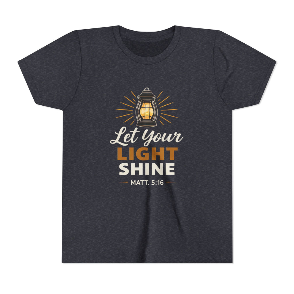 Boys Youth Tee — "Let Your Light Shine" Christian Lantern Shirt (Matt. 5:16)