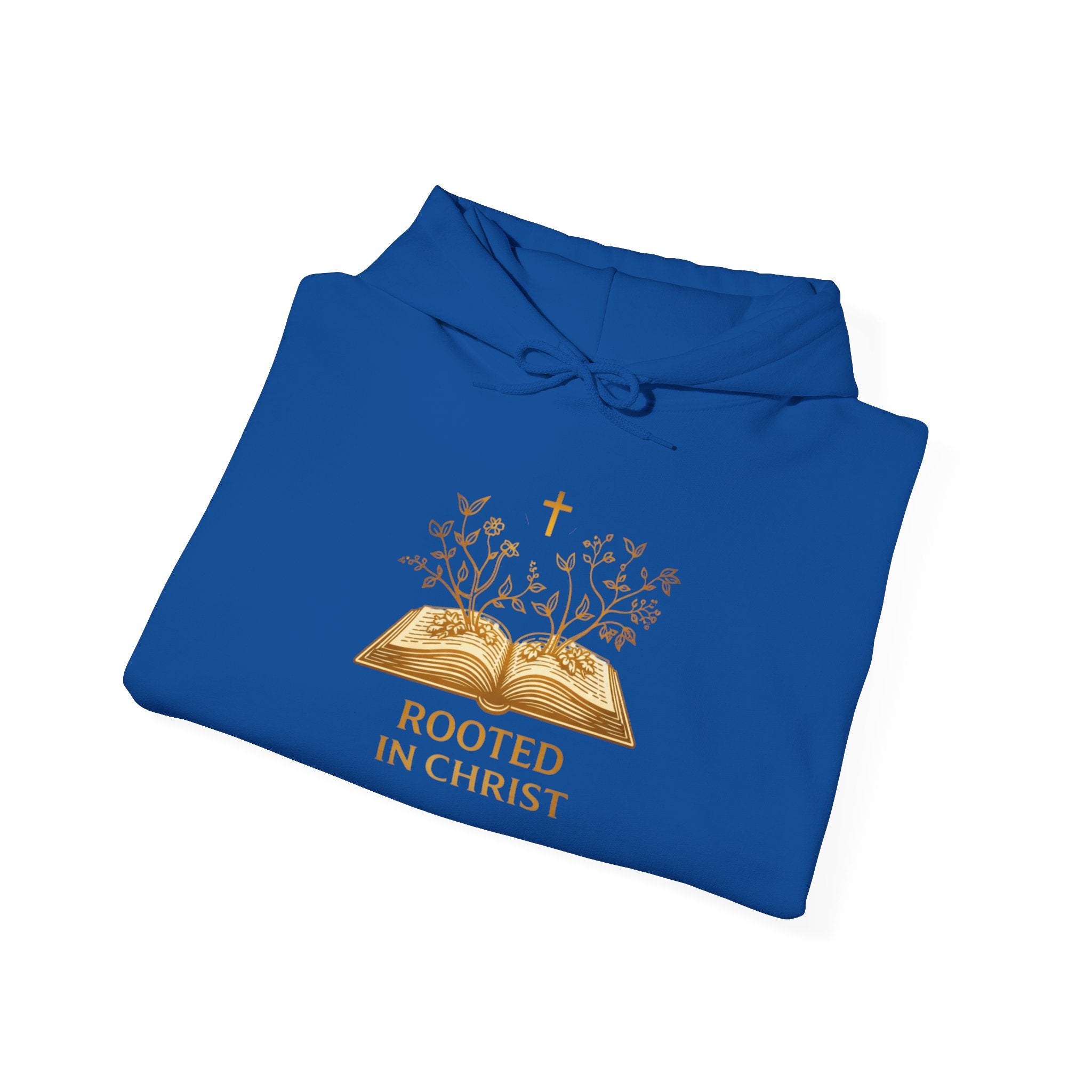 Womens Rooted in Christ Hoodie — Christian Faith Bible Cross Pullover