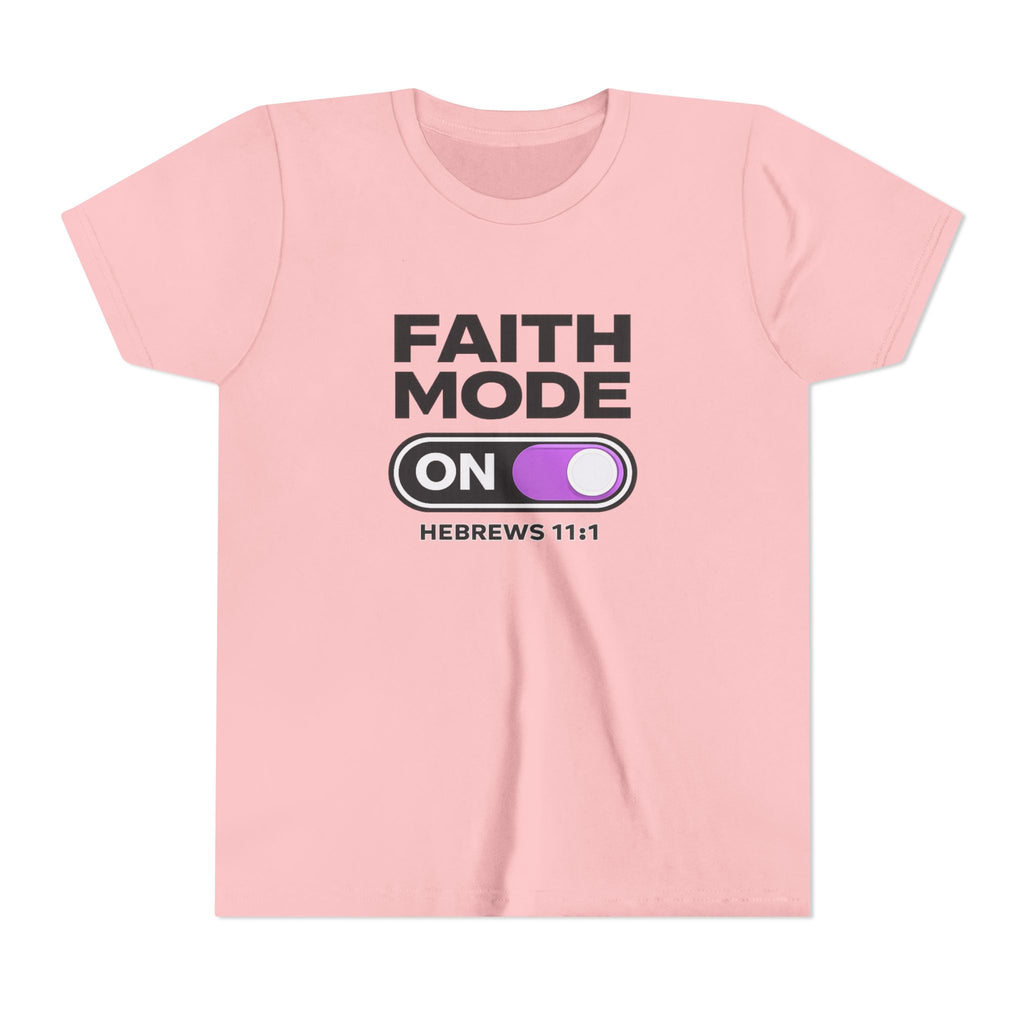 Faith Mode On Youth Tee — Hebrews 11:1 Christian Kids Shirt