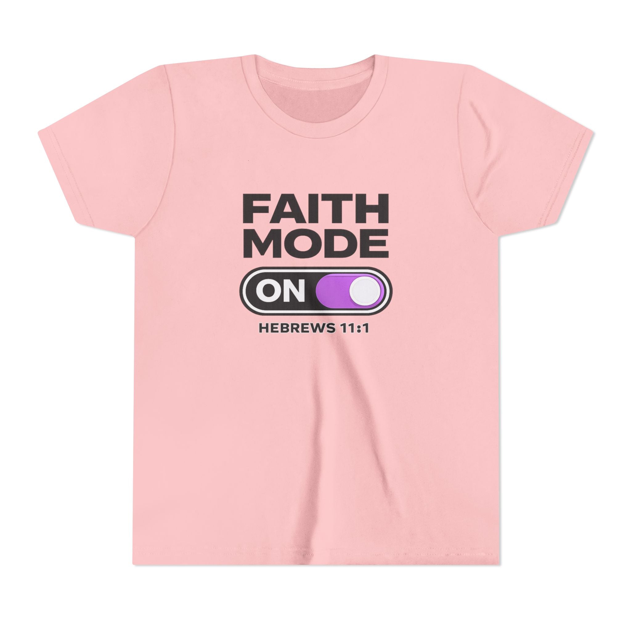 Faith Mode On Youth Tee — Hebrews 11:1 Christian Kids Shirt