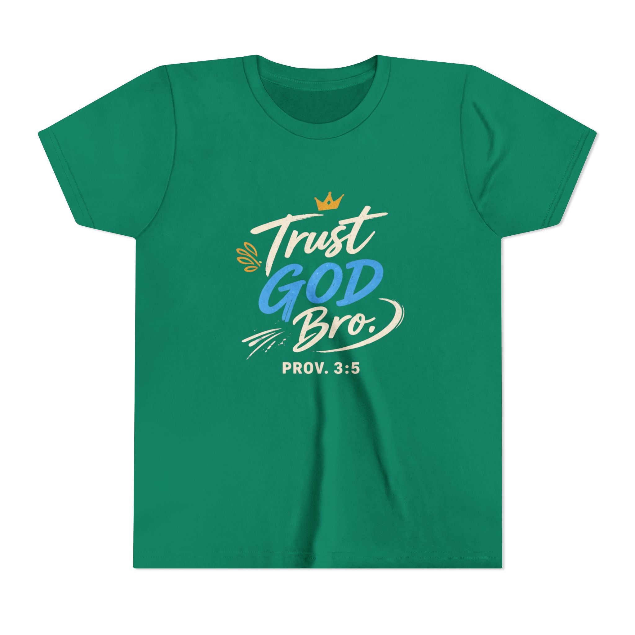 Boys Trust God Bro Youth Tee – Prov. 3:5 Faith Graphic Shirt