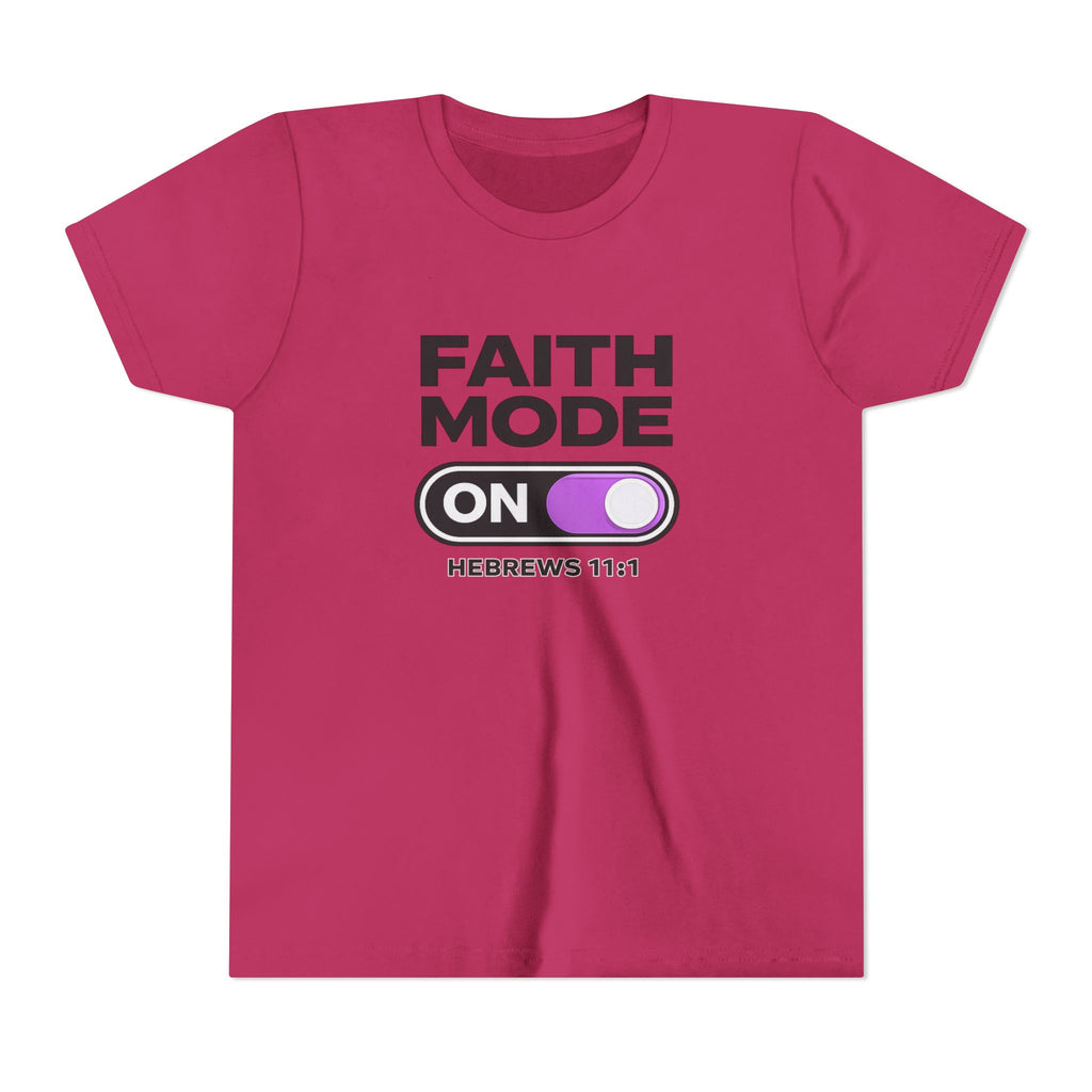 Faith Mode On Youth Tee — Hebrews 11:1 Christian Kids Shirt