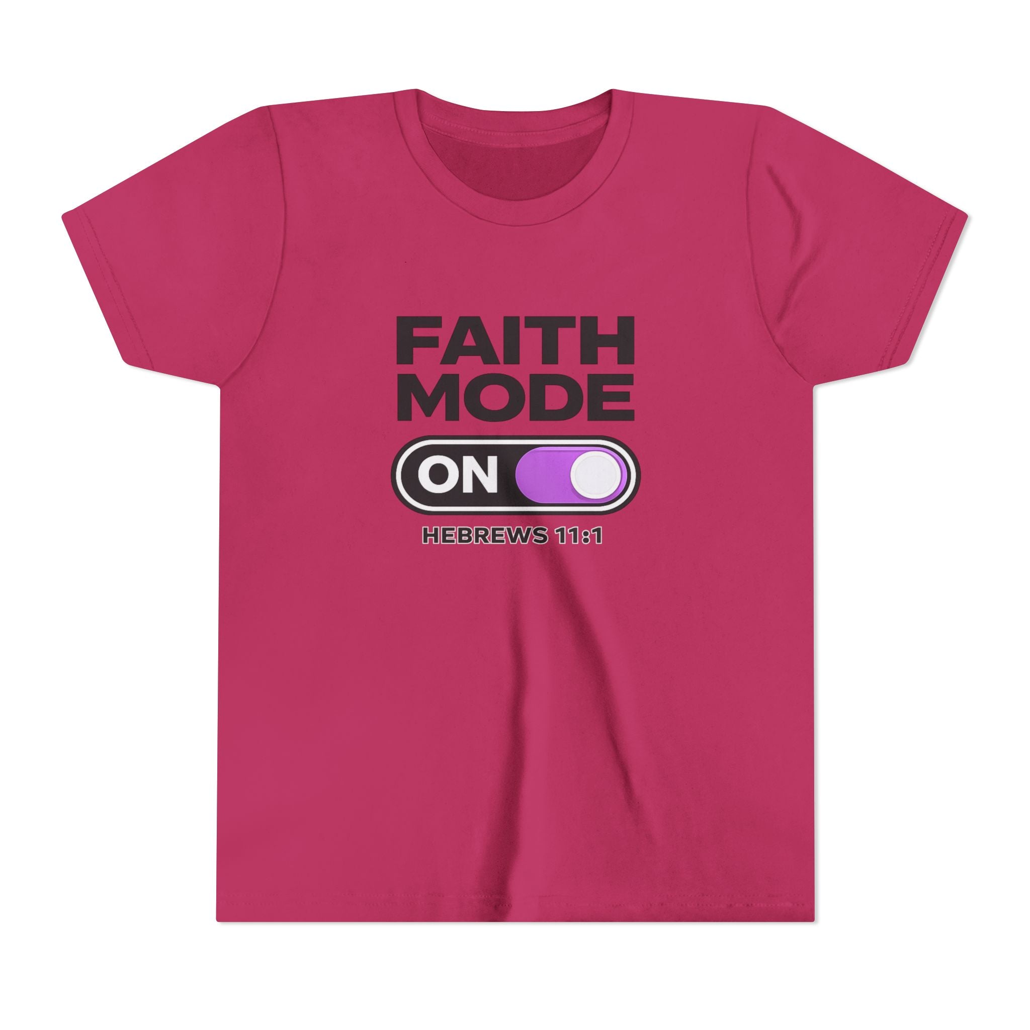 Faith Mode On Youth Tee — Hebrews 11:1 Christian Kids Shirt