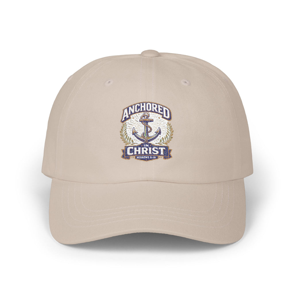 Anchored in Christ Dad Cap — Embroidered Anchor Christian Baseball Hat